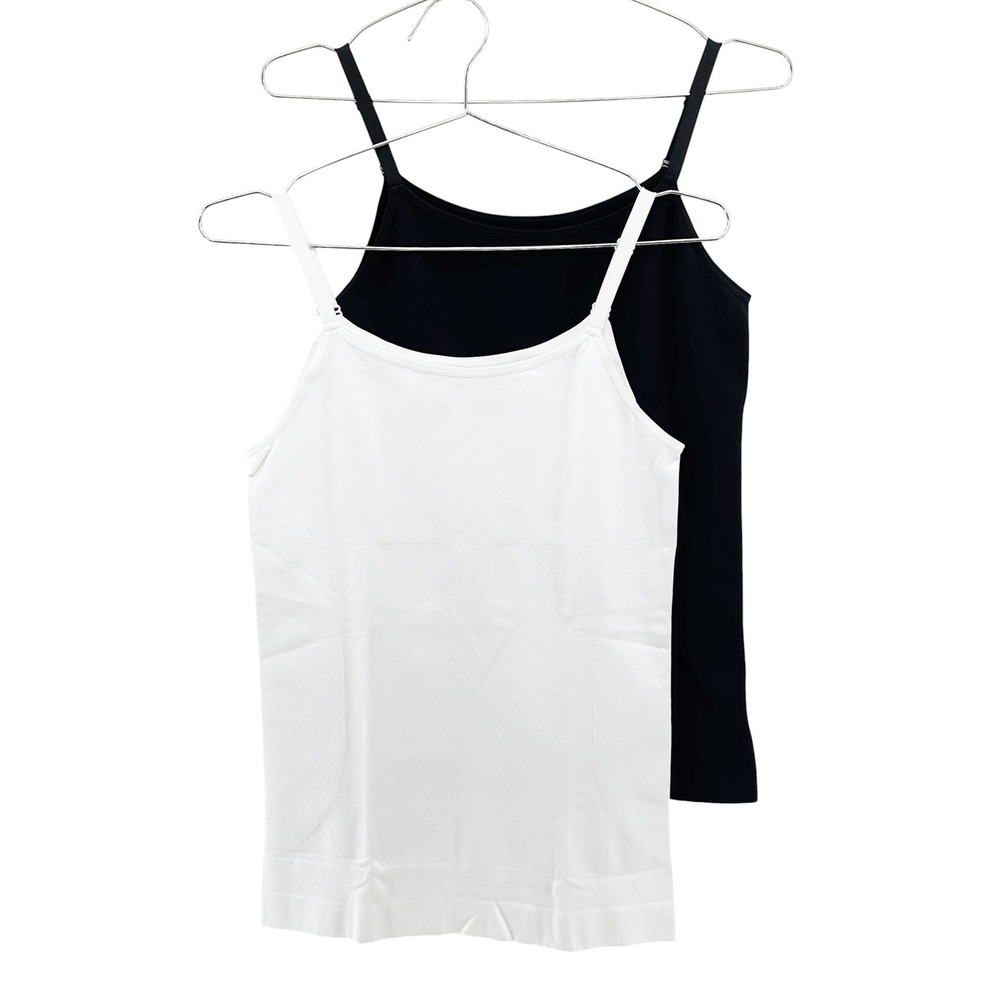 SHAPERMINT 2 Pack Scoop Neck Cami Tank • 2XL • black, white minimalist seamless